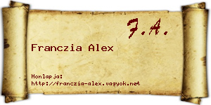 Franczia Alex névjegykártya